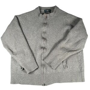 Alan Paine England Lambswool Full Zip Up Sweater Cardigan Menswear Green 48"